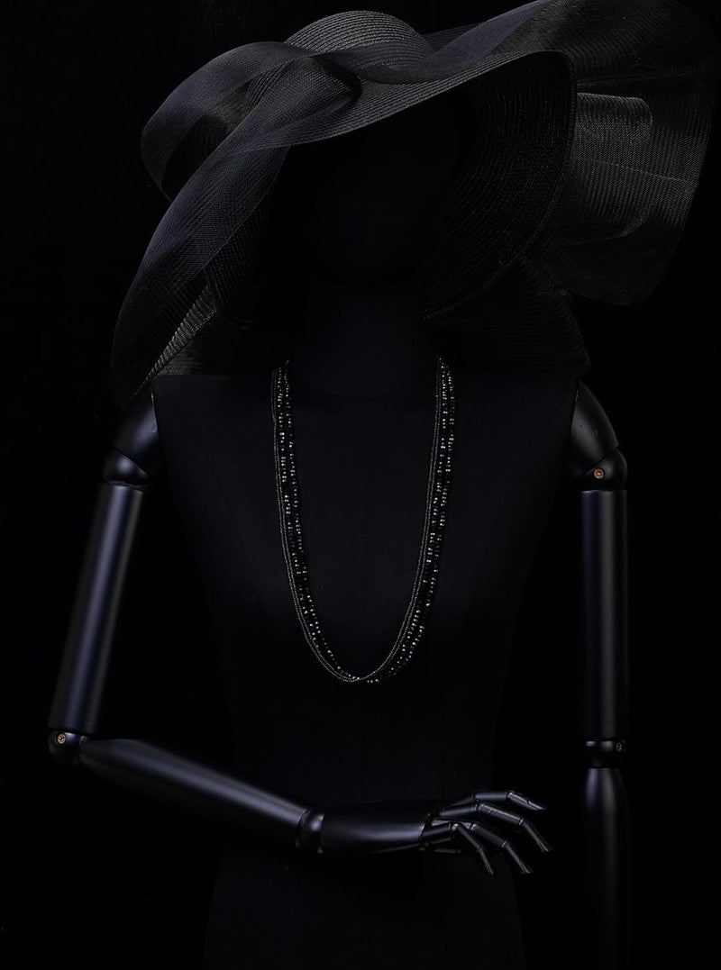 COOLSTEELANDBEYOND Long Multi-Strand Statement Necklace For Women, Elegant Layered Waterfall Chains, Crystal Beads Pendant - Image 2